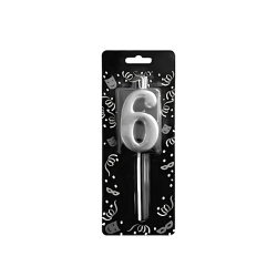 DR.GUSTO GÜMÜŞ RENK RAKAM MUM 6 NO (5CM) - 1