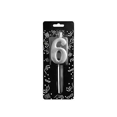 DR.GUSTO GÜMÜŞ RENK RAKAM MUM 6 NO (5CM) - 1