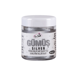 DR.GUSTO YENİLEBİLİR METALİK TOZ SİM 50 GR - GÜMÜŞ - Dr.Gusto