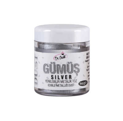 DR.GUSTO YENİLEBİLİR METALİK TOZ SİM 50 GR - GÜMÜŞ - 1