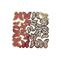 PASTA DEKOR SÜSLEME KELEBEK KIRMIZI 126 LI - Pastry Planet